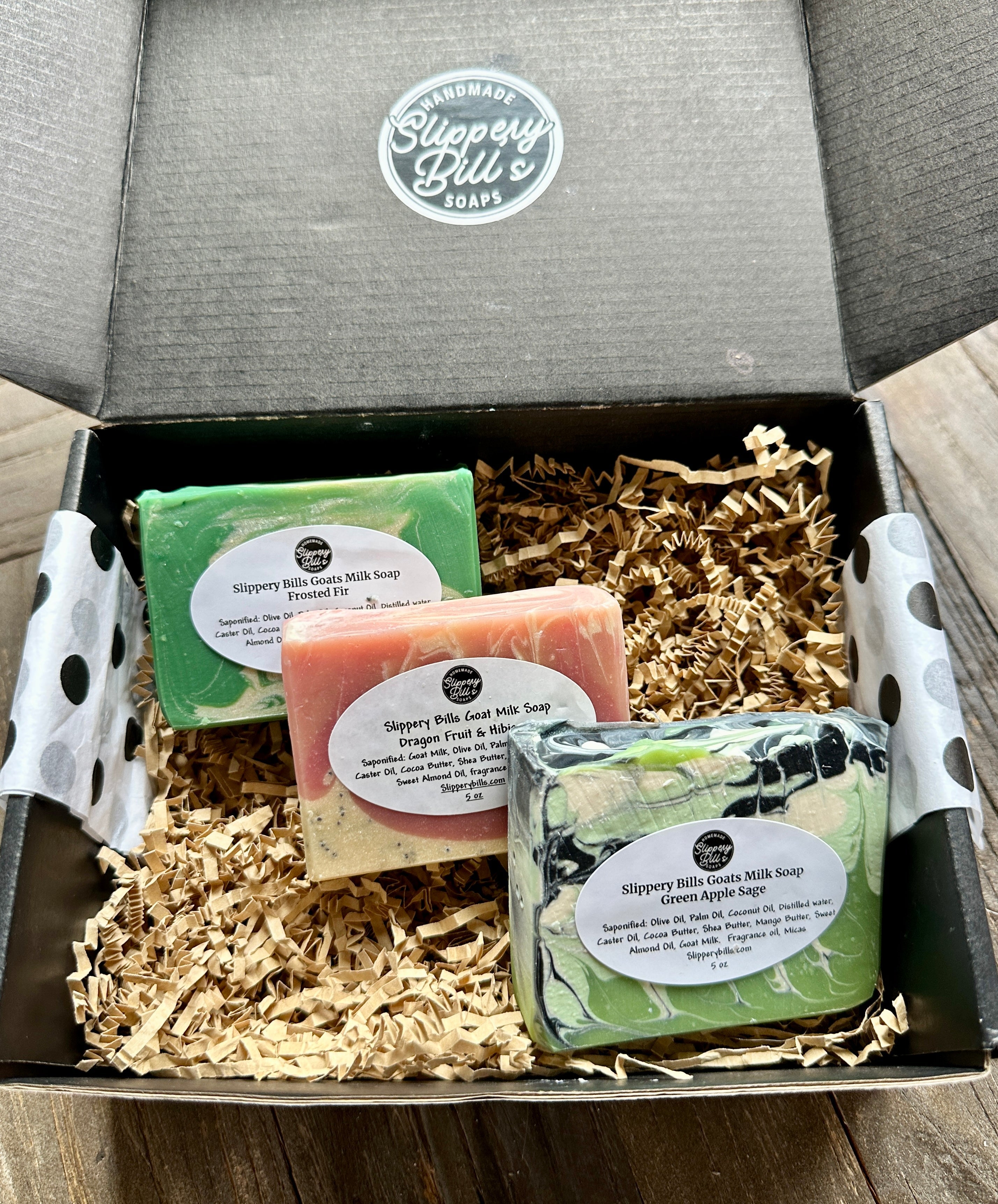 Slippery Bill Goat Milk Soap 3 Pack Gift Box Set Deluxe - Rosetta Creative Boutique